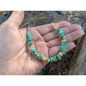 Santo Domingo Pueblo Green Turquoise Heishi & Spiny Oyster Necklace Jewelry **